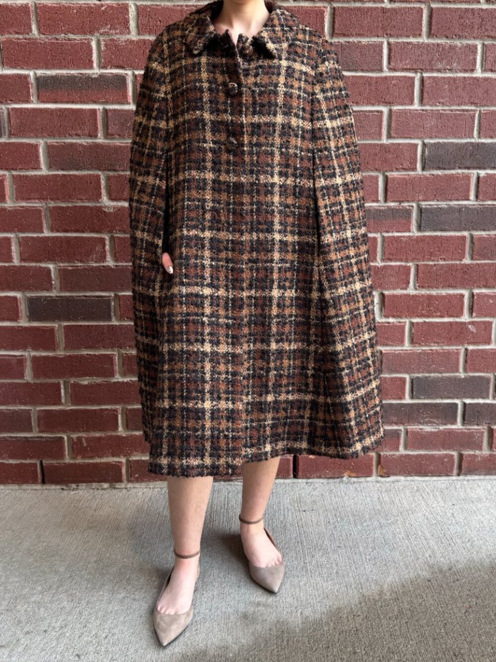 Custom Made Tweed Cape in Brown, fits about a size XS/S